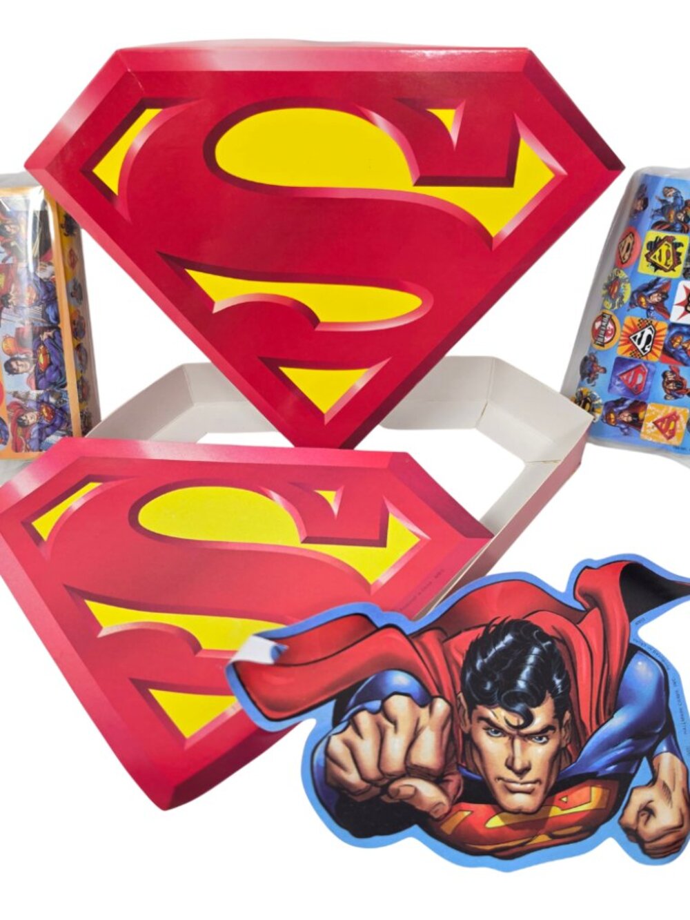 Unused 2013 Hallmark Superman Stickers Assortment in Shield Box Large & Small